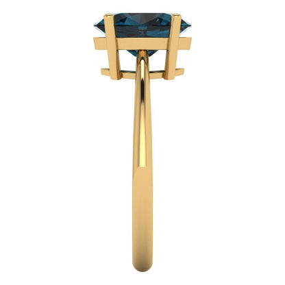 2 cttw Natural London Blue Topaz Solitaire  Engagement Ring - Solid Yellow Gold (VVS1, Oval Cut,9x7mm)