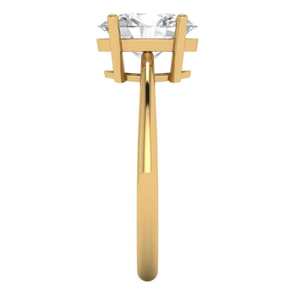 2 cttw Moissanite Solitaire  Engagement Ring - Solid Yellow Gold (VVS1, Oval Cut,9x7mm)