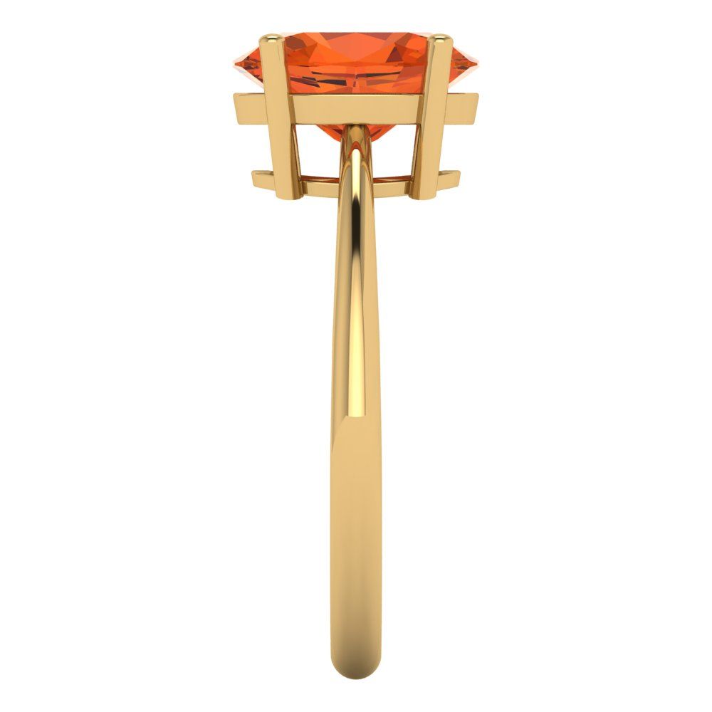 2 cttw Zirconia Simulated Red Diamond Solitaire  Engagement Ring - Solid Yellow Gold (VVS1, Oval Cut,9x7mm)