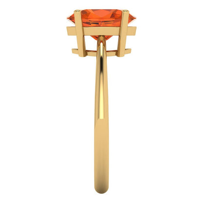 2 cttw Zirconia Simulated Red Diamond Solitaire  Engagement Ring - Solid Yellow Gold (VVS1, Oval Cut,9x7mm)