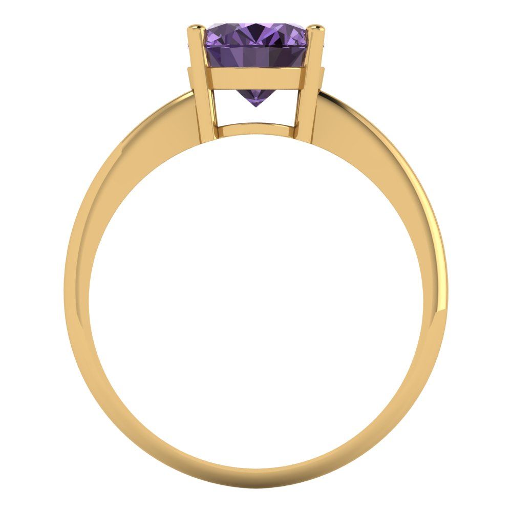 2 cttw Simulated Alexandrite Solitaire  Engagement Ring - Solid Yellow Gold (VVS1, Oval Cut,9x7mm)