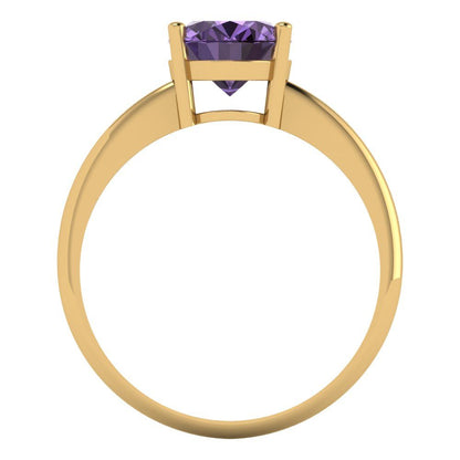 2 cttw Simulated Alexandrite Solitaire  Engagement Ring - Solid Yellow Gold (VVS1, Oval Cut,9x7mm)