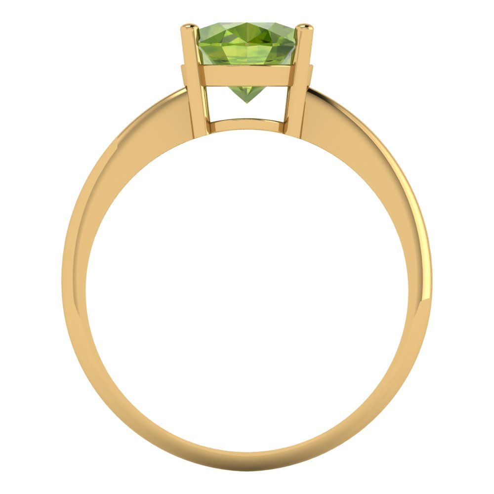 2 cttw Natural Peridot Solitaire  Engagement Ring - Solid Yellow Gold (VVS1, Oval Cut,9x7mm)