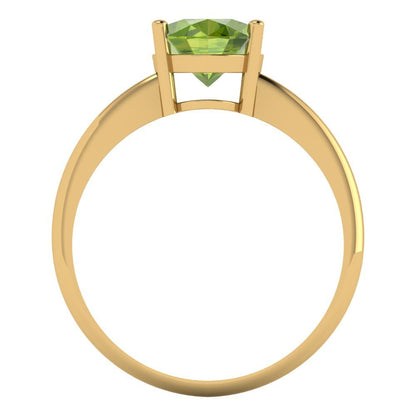 2 cttw Natural Peridot Solitaire  Engagement Ring - Solid Yellow Gold (VVS1, Oval Cut,9x7mm)