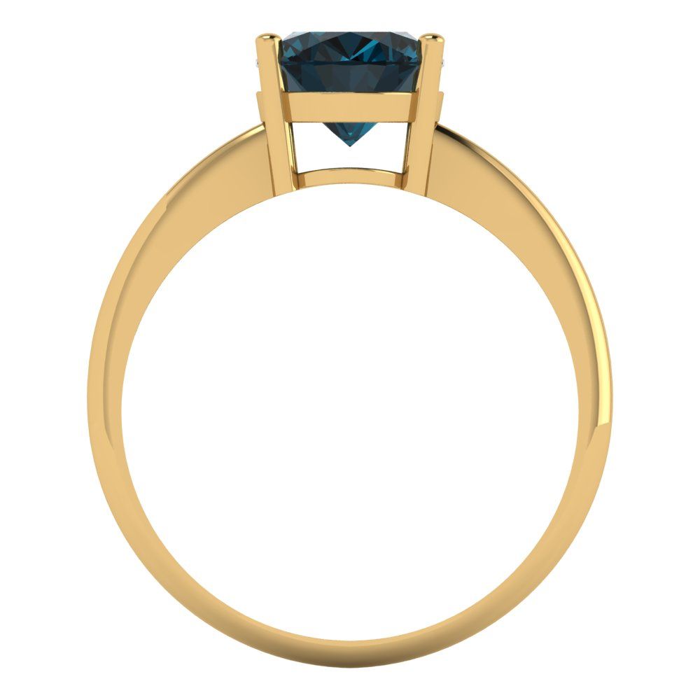 2 cttw Natural London Blue Topaz Solitaire  Engagement Ring - Solid Yellow Gold (VVS1, Oval Cut,9x7mm)