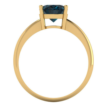 2 cttw Natural London Blue Topaz Solitaire  Engagement Ring - Solid Yellow Gold (VVS1, Oval Cut,9x7mm)