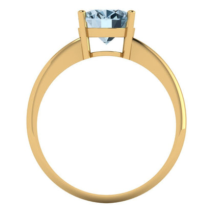2 cttw Natural Swiss Blue Topaz Solitaire  Engagement Ring - Solid Yellow Gold (VVS1, Oval Cut,9x7mm)