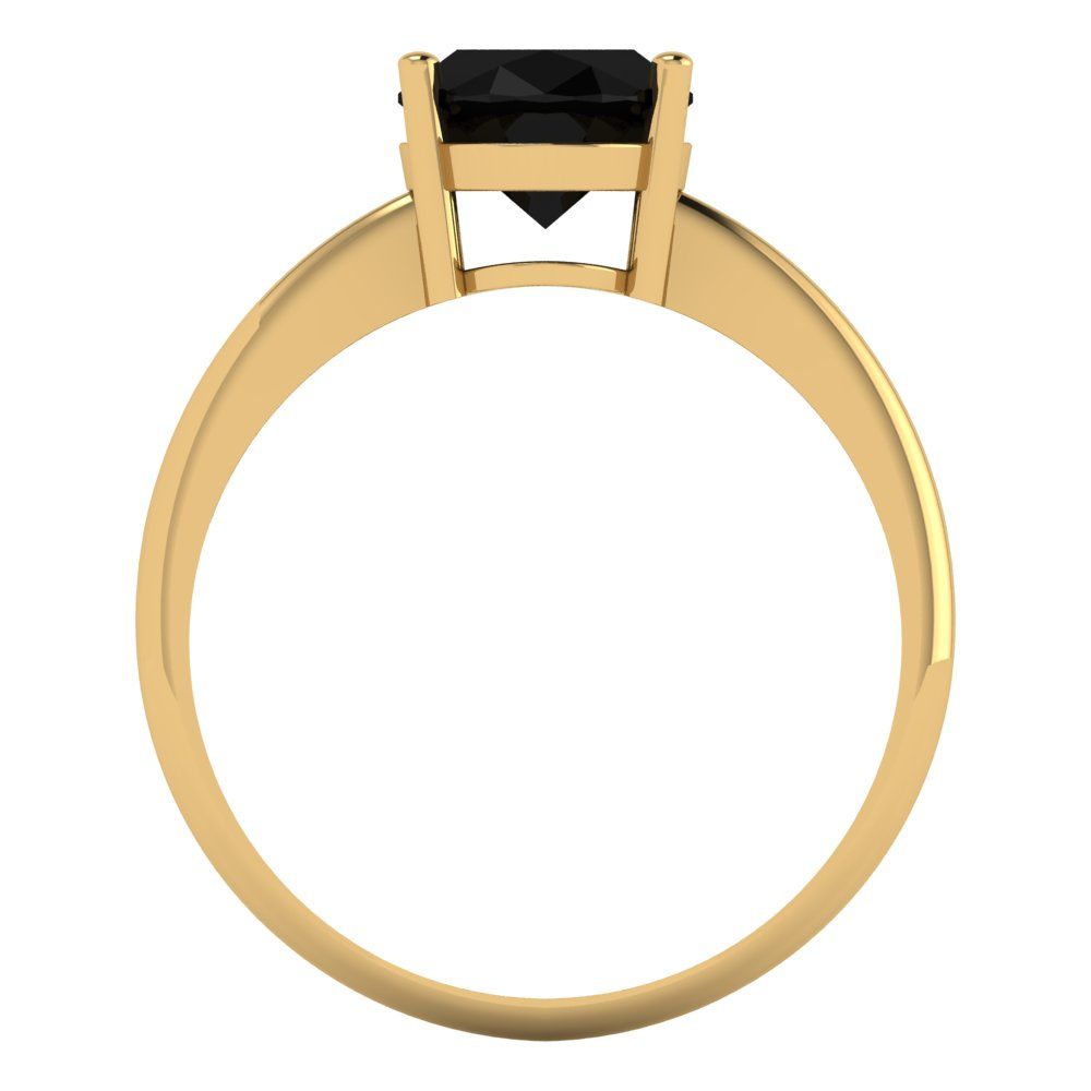 2 cttw Natural Onyx Solitaire  Engagement Ring - Solid Yellow Gold (VVS1, Oval Cut,9x7mm)