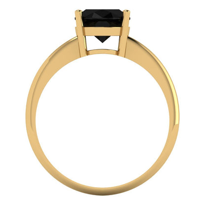 2 cttw Natural Onyx Solitaire  Engagement Ring - Solid Yellow Gold (VVS1, Oval Cut,9x7mm)