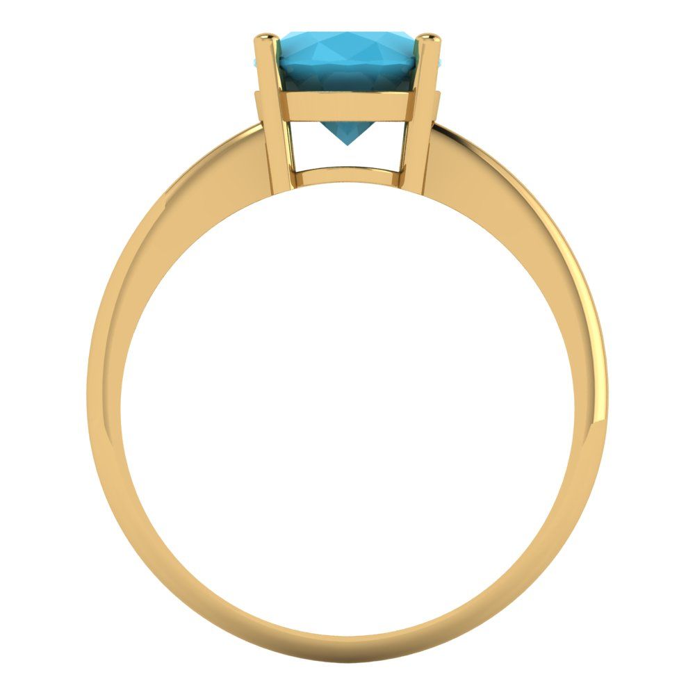 2 cttw Simulated Turquoise Solitaire  Engagement Ring - Solid Yellow Gold (VVS1, Oval Cut,9x7mm)