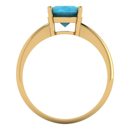 2 cttw Simulated Turquoise Solitaire  Engagement Ring - Solid Yellow Gold (VVS1, Oval Cut,9x7mm)