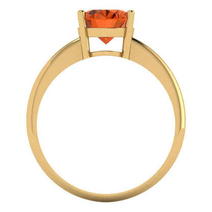 2 cttw Simulated Ruby Solitaire  Engagement Ring - Solid Yellow Gold (VVS1, Oval Cut,9x7mm)