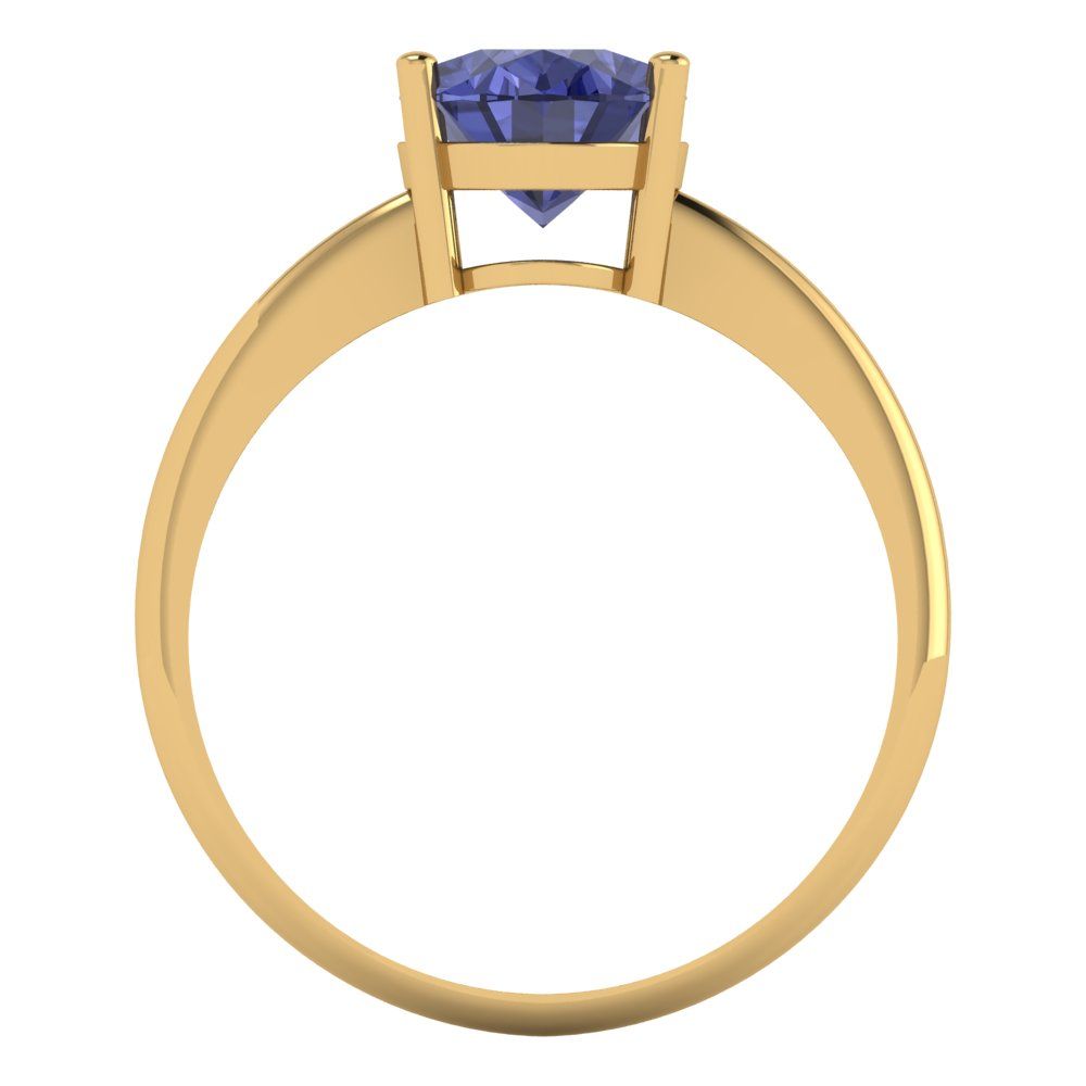 2 cttw Simulated Tanzanite Solitaire  Engagement Ring - Solid Yellow Gold (VVS1, Oval Cut,9x7mm)