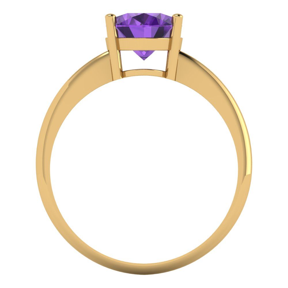 2 cttw Natural Amethyst Solitaire  Engagement Ring - Solid Gold (Oval Cut,9x7mm)
