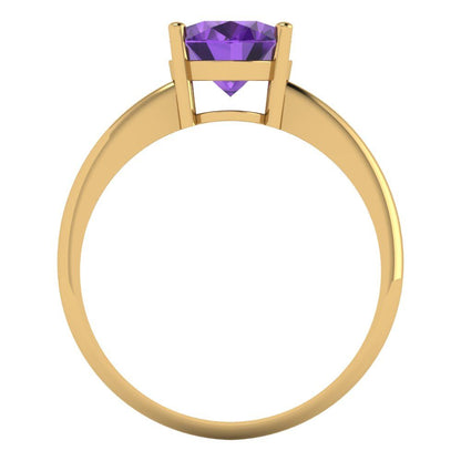 2 cttw Natural Amethyst Solitaire  Engagement Ring - Solid Gold (Oval Cut,9x7mm)