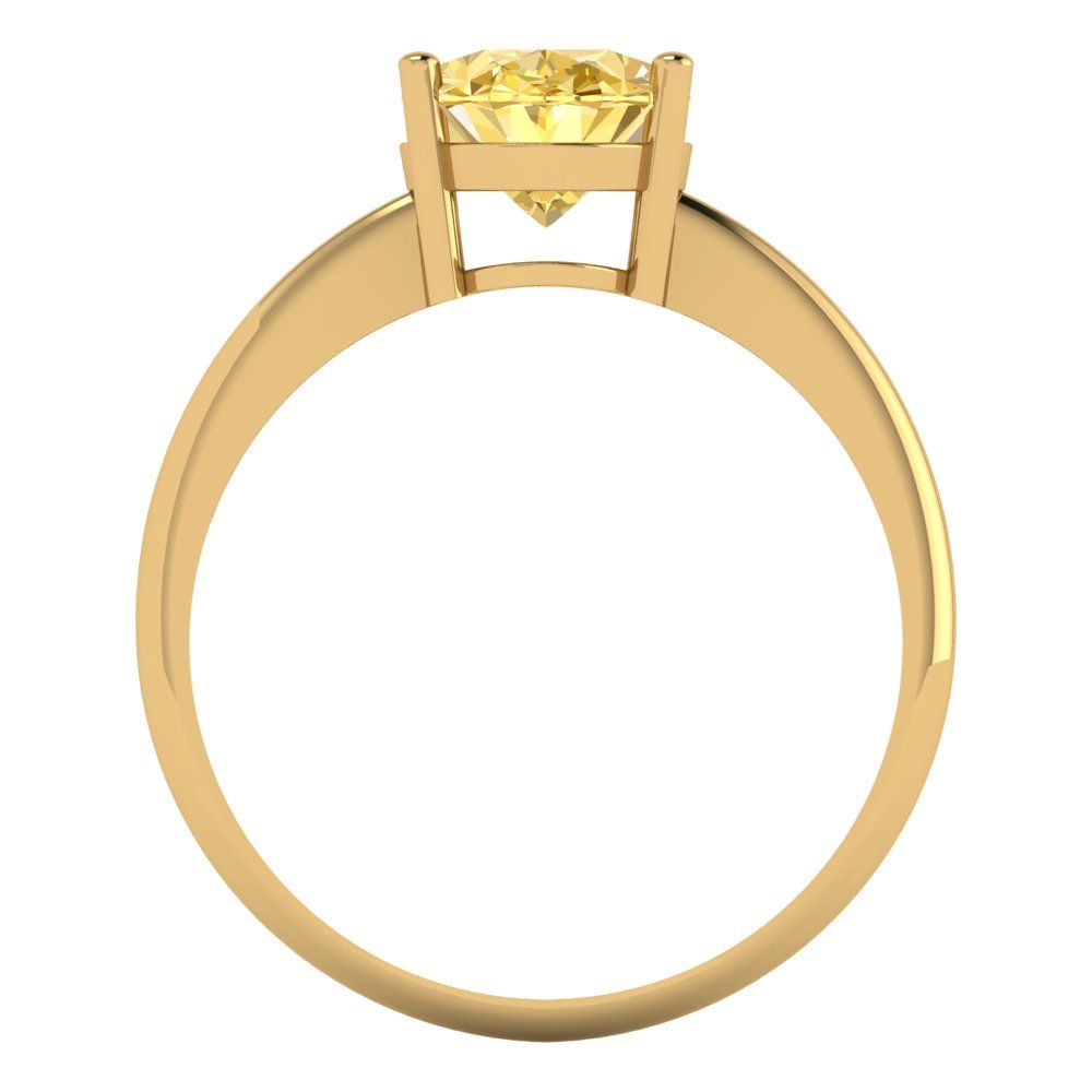 2 cttw Zirconia Simulated Yellow Diamond Solitaire  Engagement Ring - Solid Yellow Gold (VVS1, Oval Cut,9x7mm)