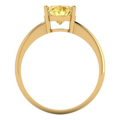 2 cttw Zirconia Simulated Yellow Diamond Solitaire  Engagement Ring - Solid Yellow Gold (VVS1, Oval Cut,9x7mm)