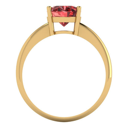 2 cttw Natural Garnet Solitaire  Engagement Ring - Solid Yellow Gold (VVS1, Oval Cut,9x7mm)