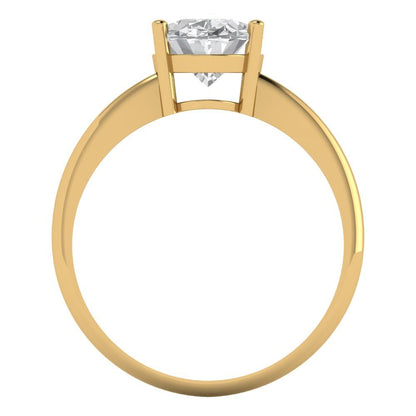 2 cttw White Sapphire Solitaire  Engagement Ring - Solid Yellow Gold (VVS1, Oval Cut,9x7mm)