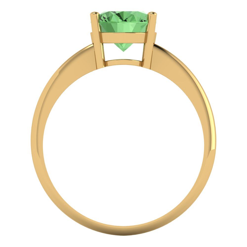 2 cttw Zirconia Simulated Green Diamond Solitaire  Engagement Ring - Solid Yellow Gold (VVS1, Oval Cut,9x7mm)