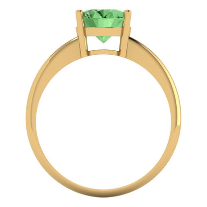 2 cttw Zirconia Simulated Green Diamond Solitaire  Engagement Ring - Solid Yellow Gold (VVS1, Oval Cut,9x7mm)