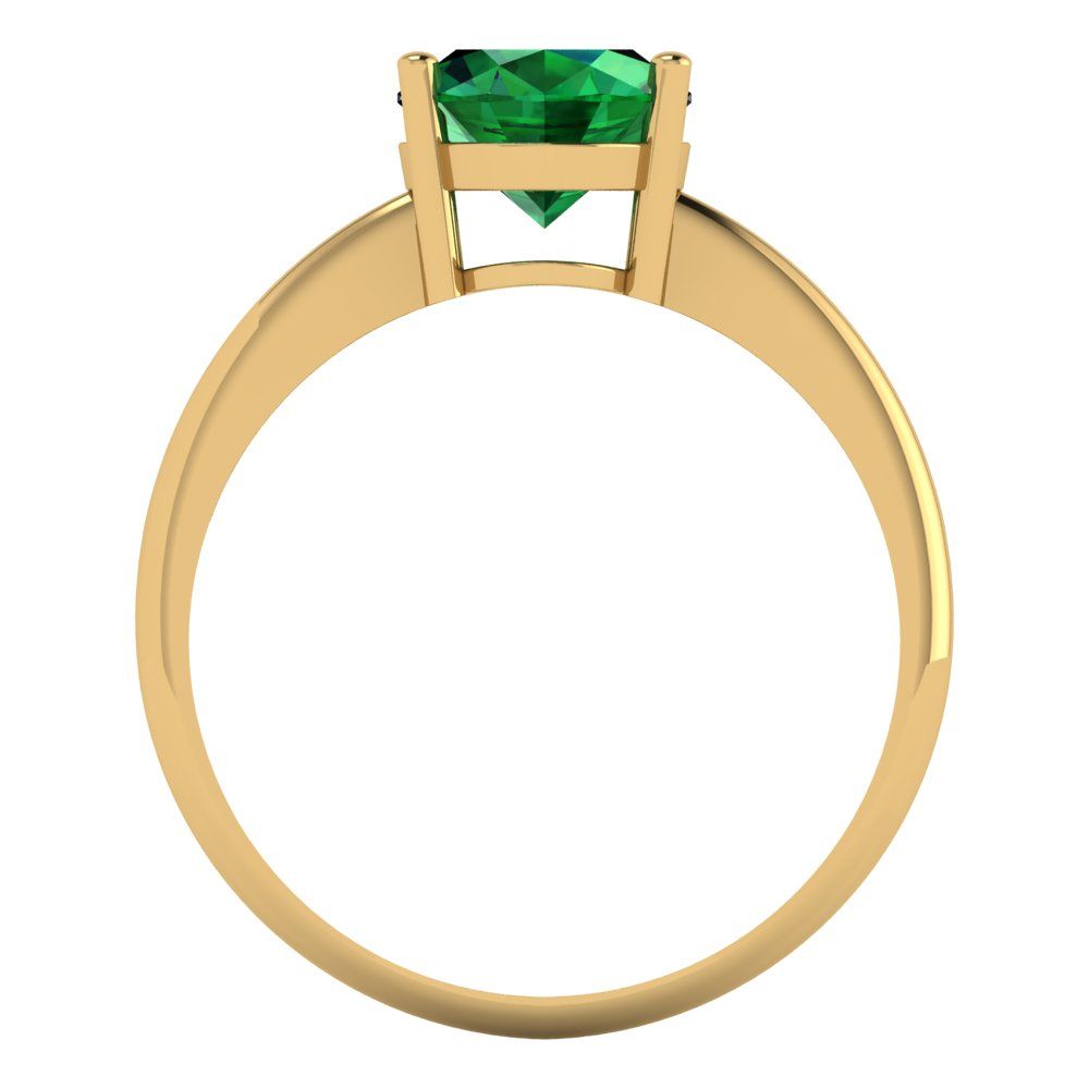 2 cttw Simulated Emerald Solitaire  Engagement Ring - Solid Gold (Oval Cut,9x7mm)