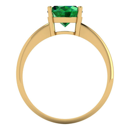 2 cttw Simulated Emerald Solitaire  Engagement Ring - Solid Gold (Oval Cut,9x7mm)