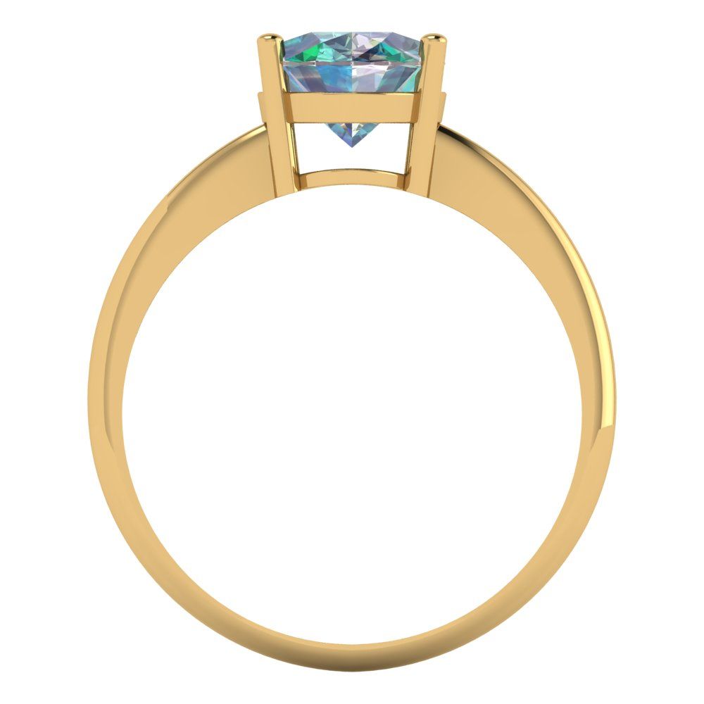 2 cttw Blue Moissanite Solitaire  Engagement Ring - Solid Yellow Gold (VVS1, Oval Cut,9x7mm)