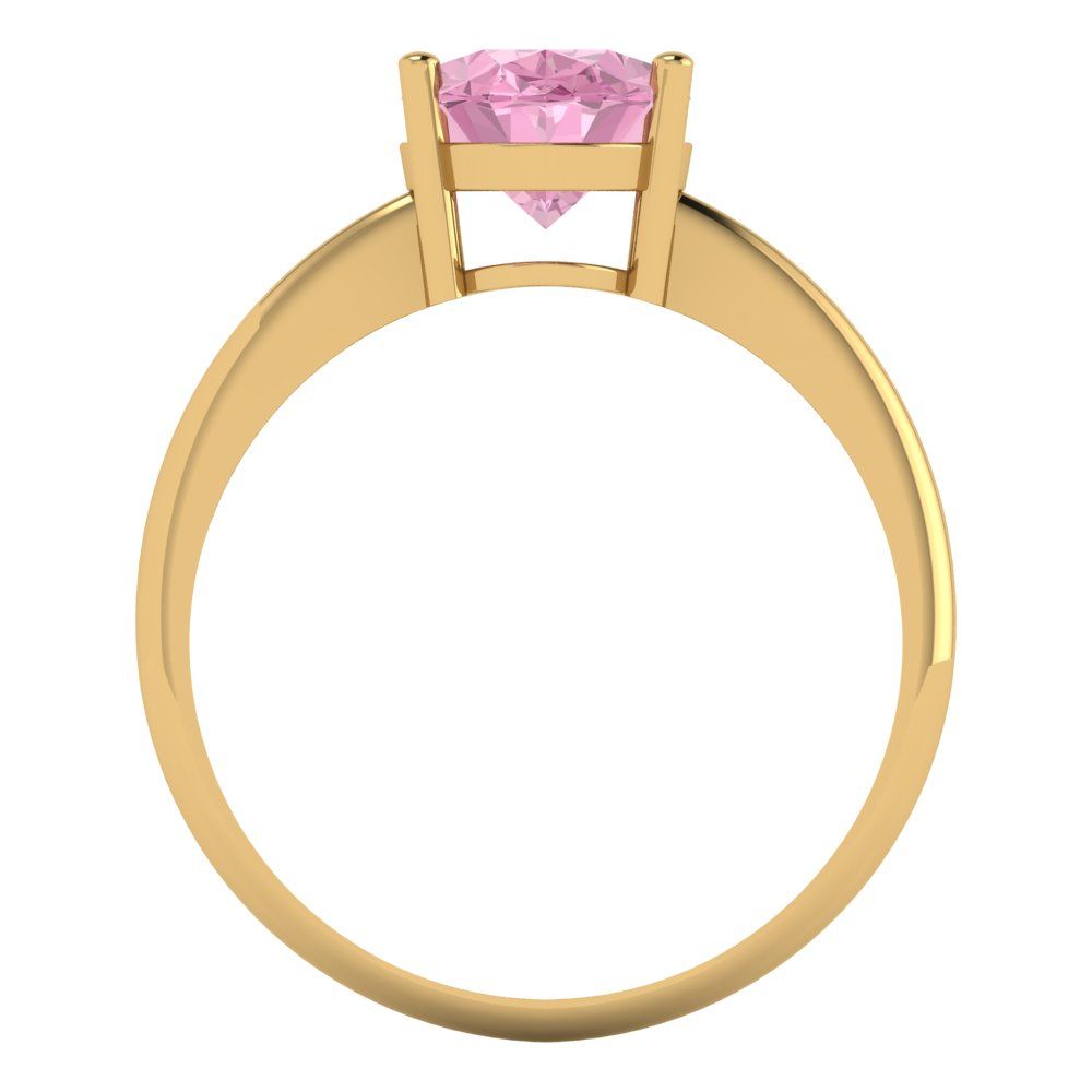 2 cttw Zirconia Simulated Pink Diamond Solitaire  Engagement Ring - Solid Yellow Gold (VVS1, Oval Cut,9x7mm)