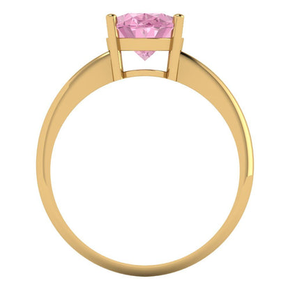 2 cttw Zirconia Simulated Pink Diamond Solitaire  Engagement Ring - Solid Yellow Gold (VVS1, Oval Cut,9x7mm)