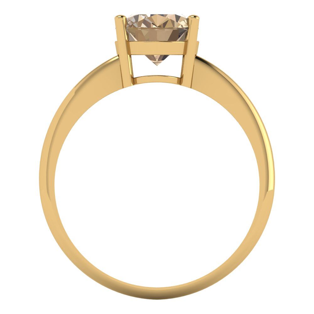 2 cttw Yellow Moissanite Solitaire  Engagement Ring - Solid Yellow Gold (VVS1, Oval Cut,9x7mm)