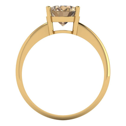 2 cttw Yellow Moissanite Solitaire  Engagement Ring - Solid Yellow Gold (VVS1, Oval Cut,9x7mm)