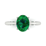 2.0 ct Brilliant Oval Cut Simulated Emerald Stone White Gold Solitaire Ring