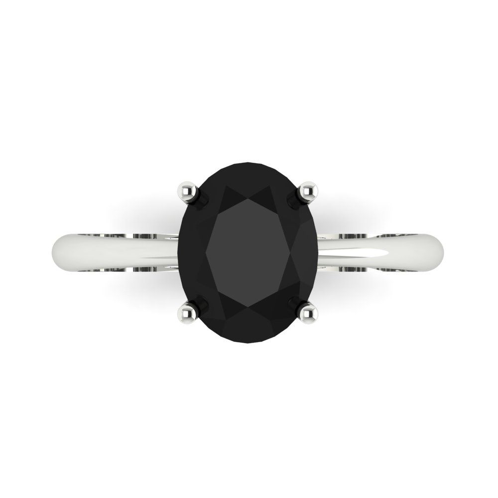 2 cttw Natural Onyx Solitaire  Engagement Ring - Solid Gold (Oval Cut,9x7mm)