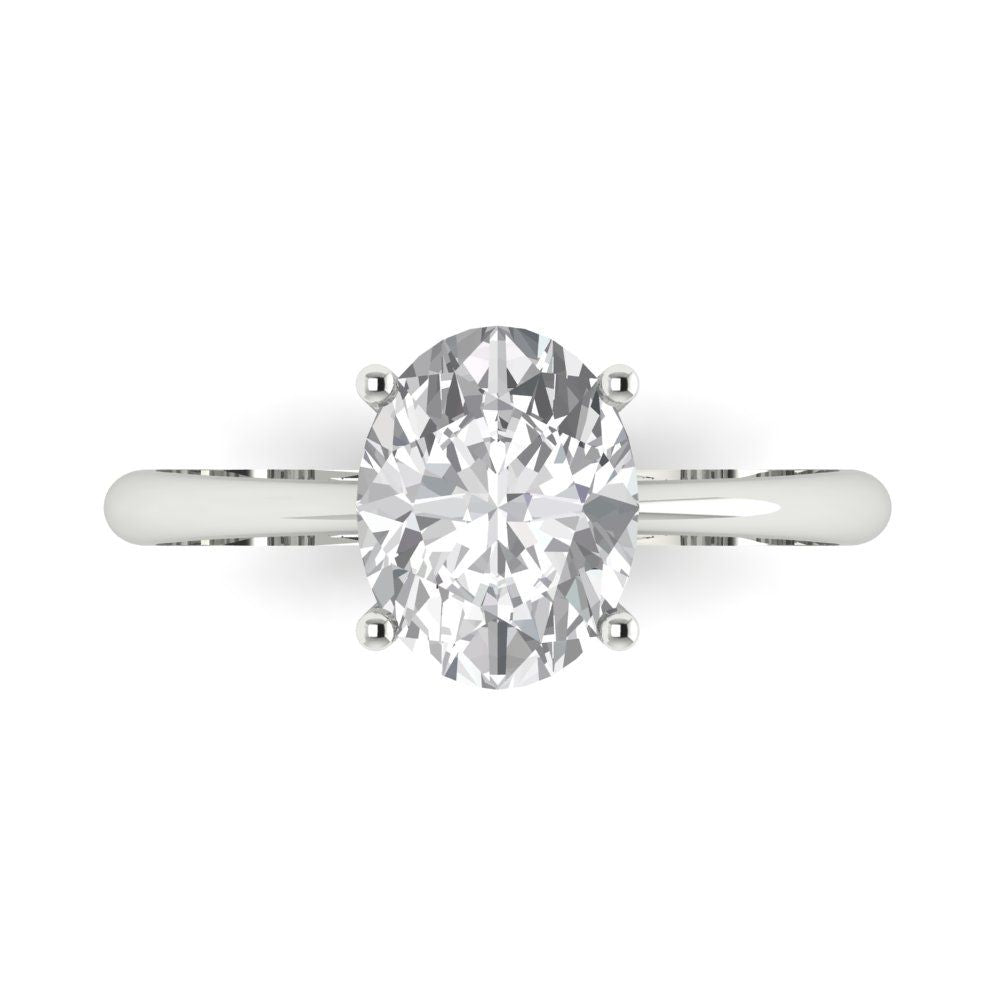 2 cttw Certified Moissanite Solitaire  Engagement Ring - Solid Gold (VVS1, D-F,Oval Cut,9x7mm)