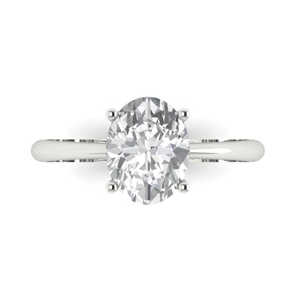 2 cttw Certified Moissanite Solitaire  Engagement Ring - Solid Gold (VVS1, D-F,Oval Cut,9x7mm)