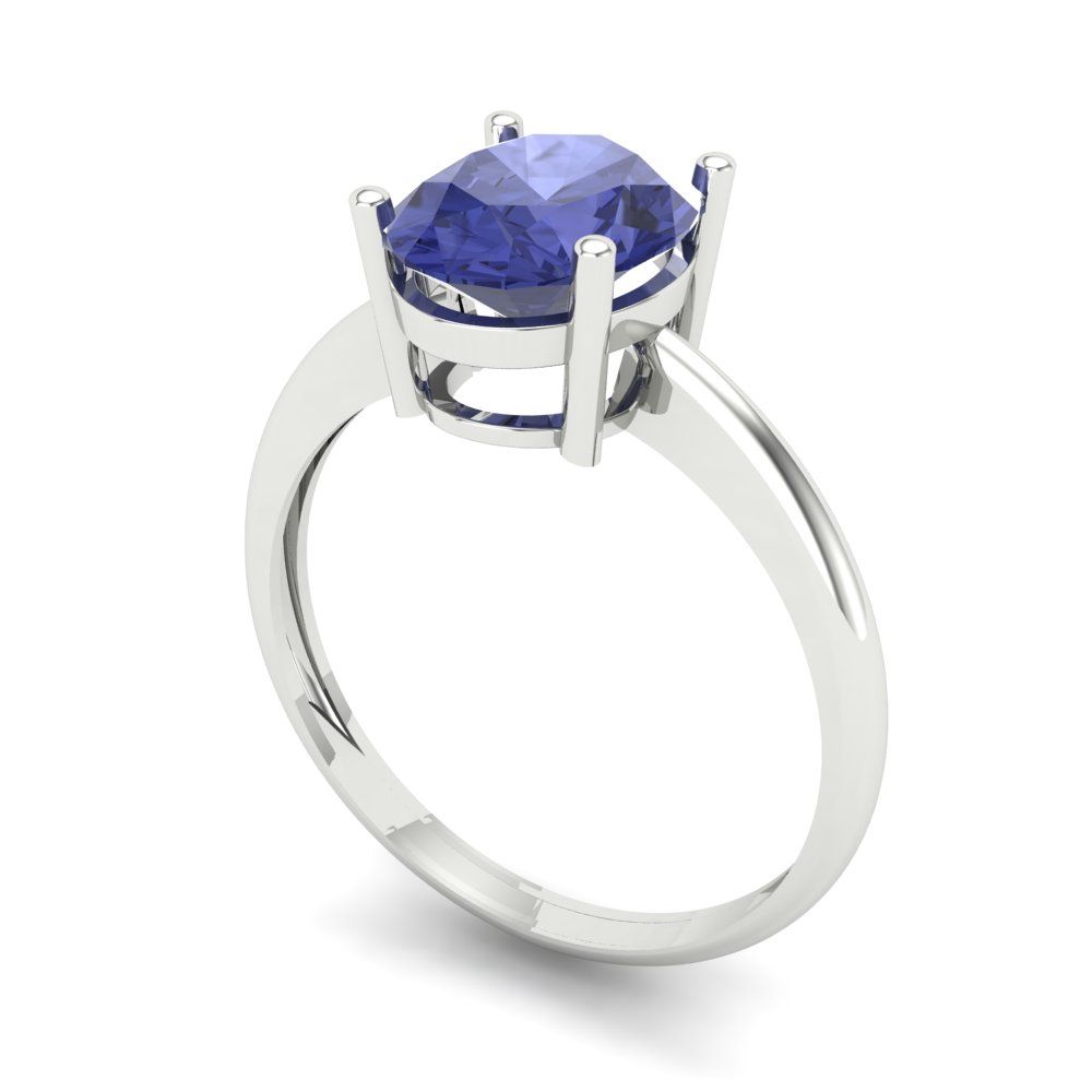 2 cttw Simulated Tanzanite Solitaire  Engagement Ring - Solid Gold (Oval Cut,9x7mm)