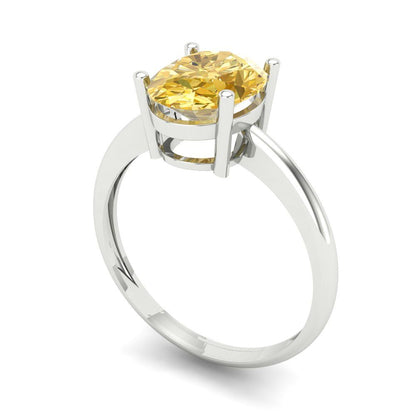 2 cttw Yellow Moissanite Solitaire  Engagement Ring - Solid Gold (Oval Cut,9x7mm)