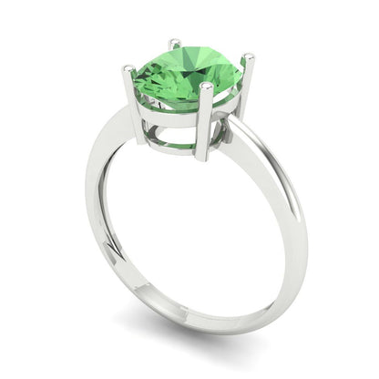 2 cttw Zirconia Simulated Green Diamond Solitaire  Engagement Ring - Solid Gold (VVS1, Oval Cut,9x7mm)