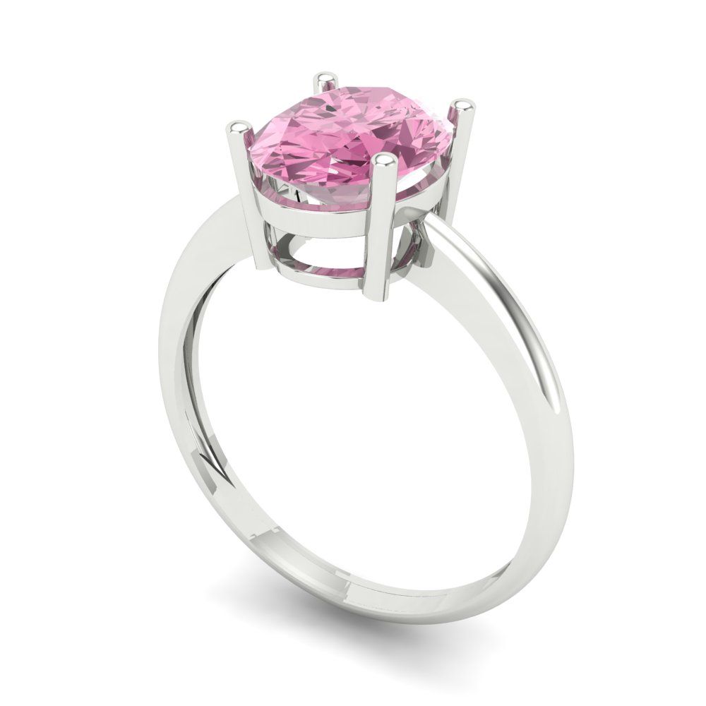 2 cttw Zirconia Simulated Pink Diamond Solitaire  Engagement Ring - Solid Gold (VVS1, Oval Cut,9x7mm)