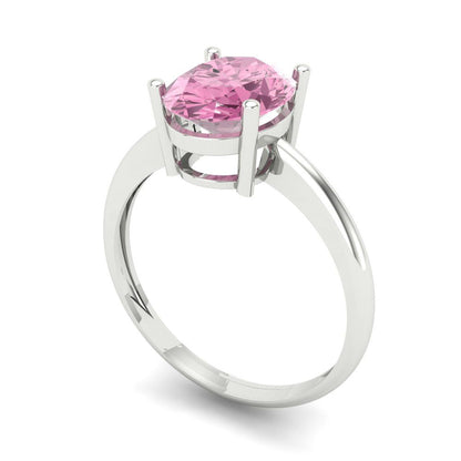 2 cttw Zirconia Simulated Pink Diamond Solitaire  Engagement Ring - Solid Gold (VVS1, Oval Cut,9x7mm)