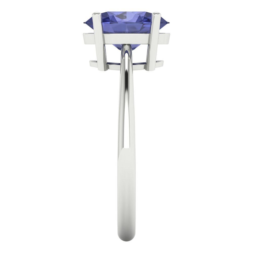 2 cttw Simulated Tanzanite Solitaire  Engagement Ring - Solid Gold (Oval Cut,9x7mm)