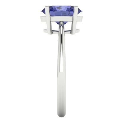 2 cttw Simulated Tanzanite Solitaire  Engagement Ring - Solid Gold (Oval Cut,9x7mm)