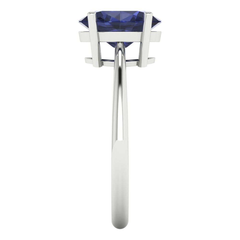 2 cttw Simulated Blue Sapphire Solitaire  Engagement Ring - Solid Gold (Oval Cut,9x7mm)