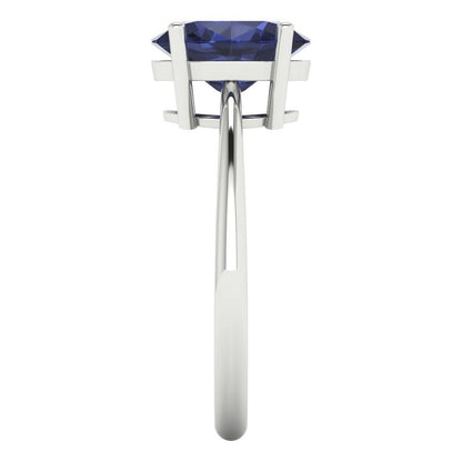 2 cttw Simulated Blue Sapphire Solitaire  Engagement Ring - Solid Gold (Oval Cut,9x7mm)