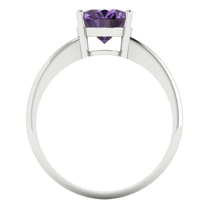 2 cttw Simulated Alexandrite Solitaire  Engagement Ring - Solid Gold (Oval Cut,9x7mm)