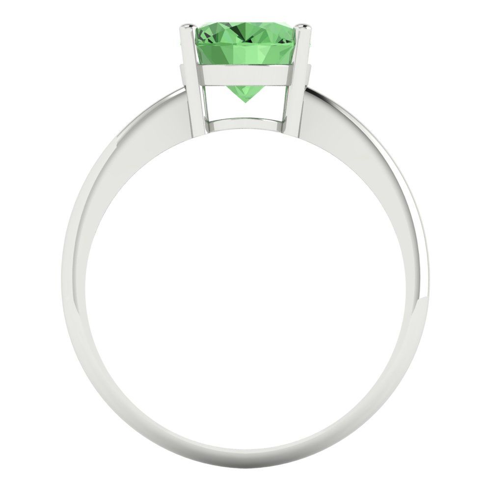 2 cttw Zirconia Simulated Green Diamond Solitaire  Engagement Ring - Solid Gold (VVS1, Oval Cut,9x7mm)
