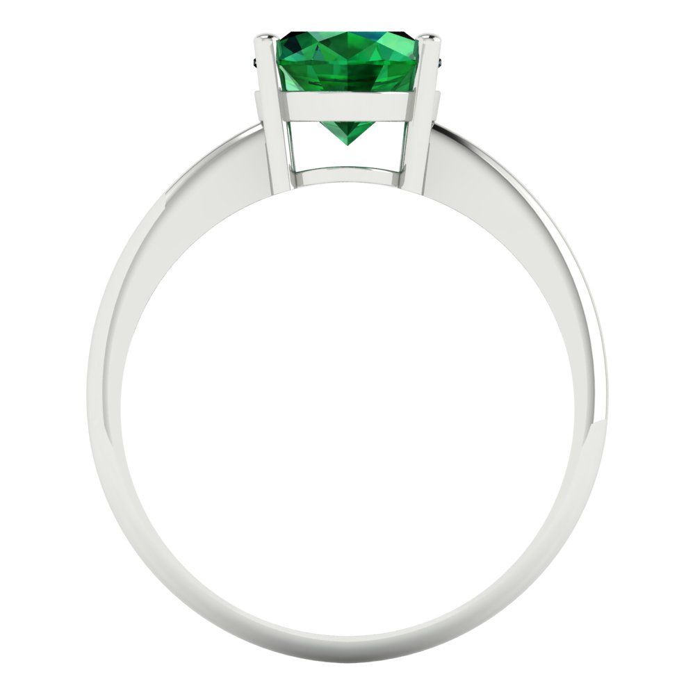 2 cttw Simulated Emerald Solitaire  Engagement Ring - Solid Gold (Oval Cut,9x7mm)