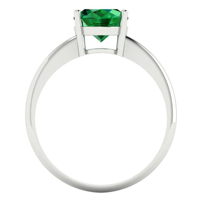 2 cttw Simulated Emerald Solitaire  Engagement Ring - Solid Gold (Oval Cut,9x7mm)