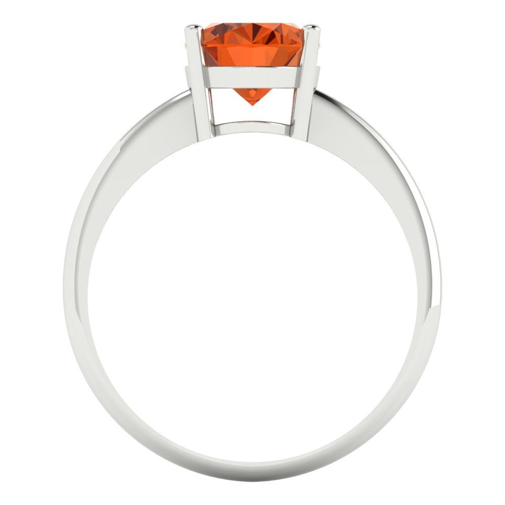 2 cttw Simulated Ruby Solitaire  Engagement Ring - Solid White Gold (VVS1, Oval Cut,9x7mm)